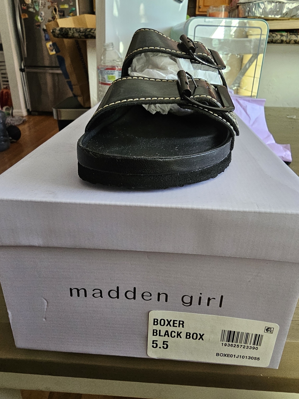 Madden Girl Kids Black Double-Buckle Slide Sandals